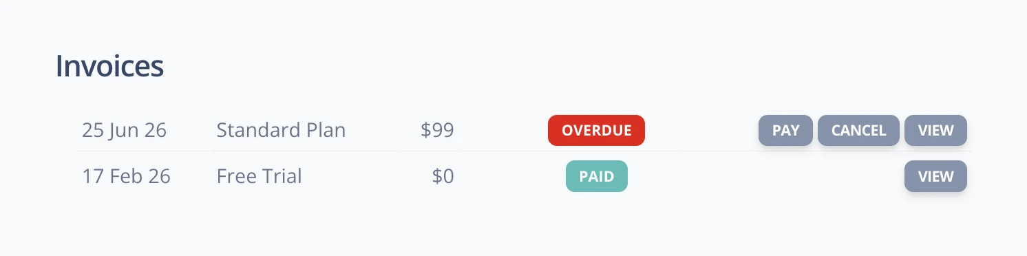 Payment history