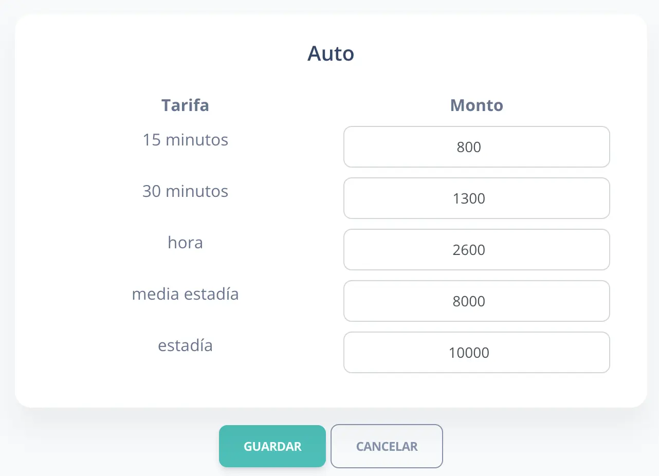 Fraccionamiento tarifa