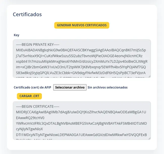 Certificados para Factura Electrónica