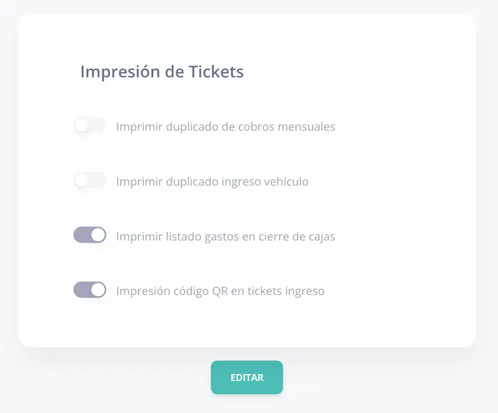 Opciones de Impresión de Tickets