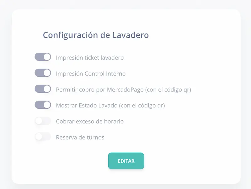 Configuración de Lavadero