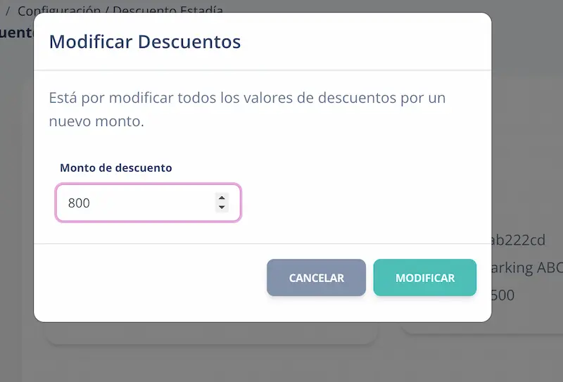 Modificación general de descuentos