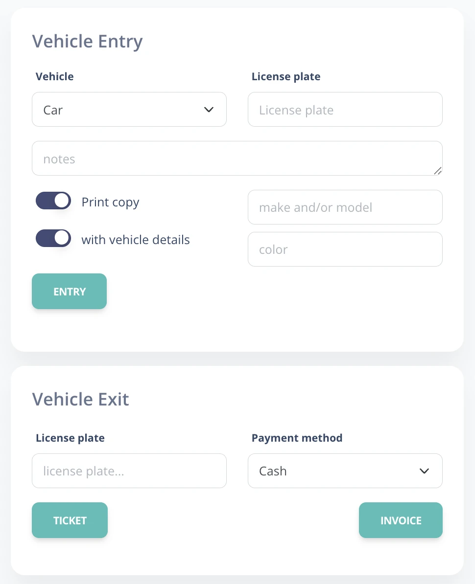 Vehicle entry and exit screen
