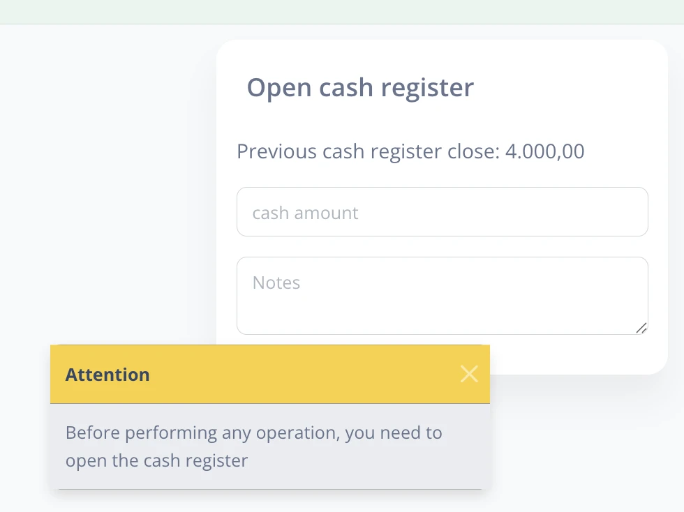 Cash register opening