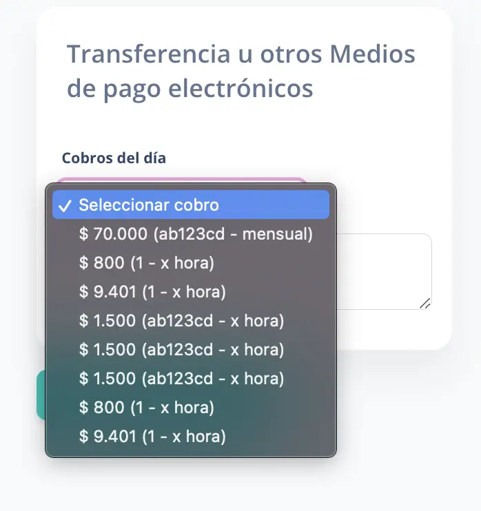 Selección de cobro