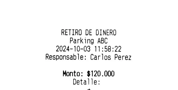 Ticket retiro dinero