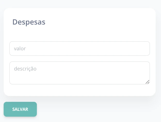 Registro de despesas