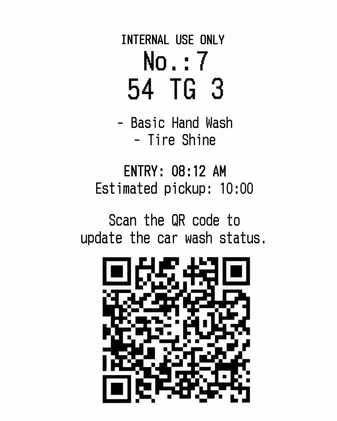 Full internal ticket example