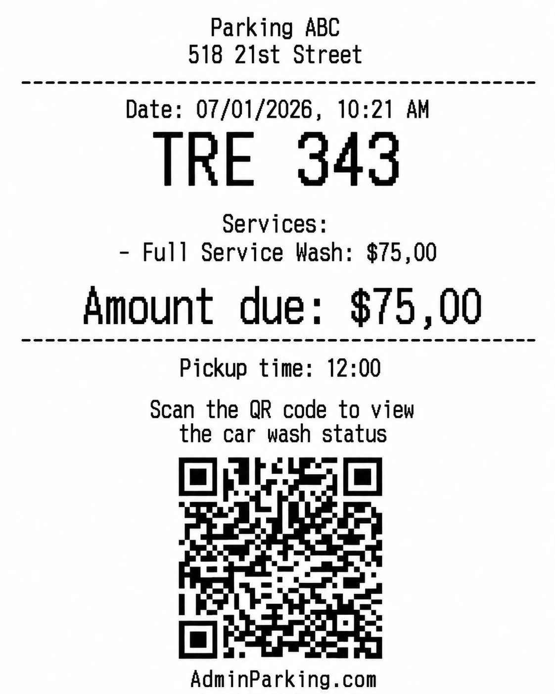 Entry ticket with QR