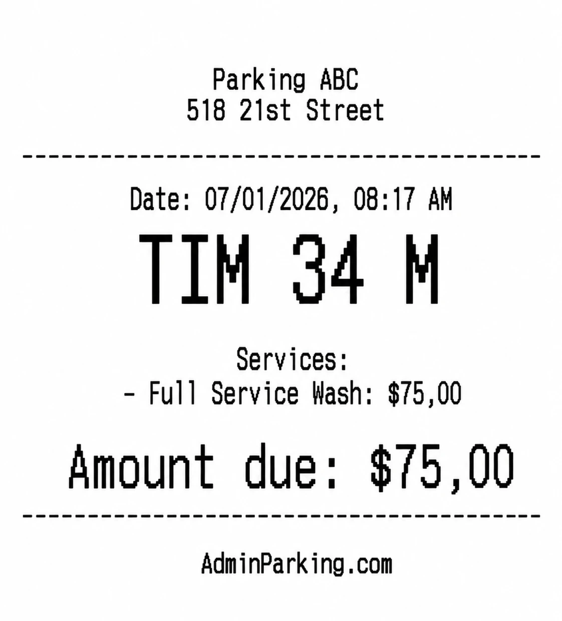 Customer ticket example