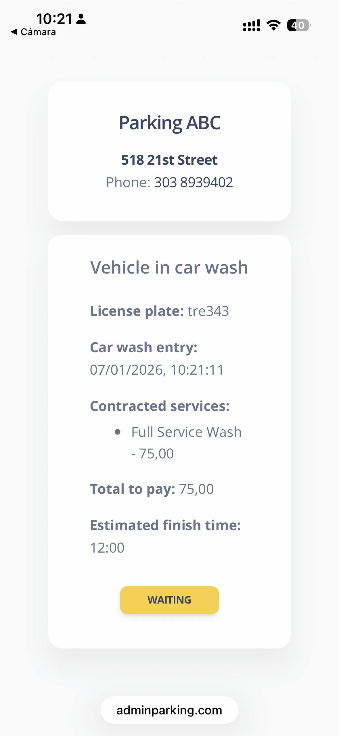 Customer QR screen - waiting