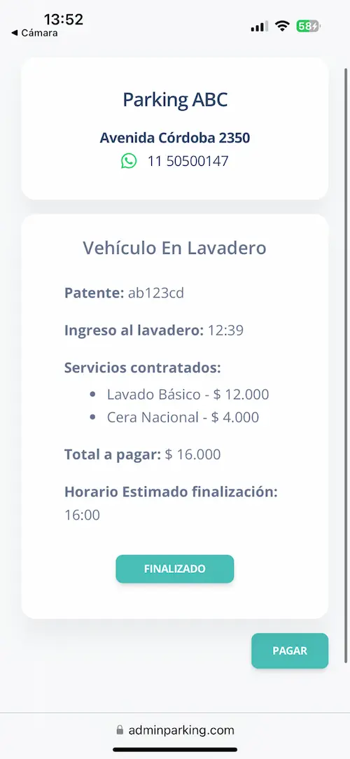 Ejemplo de ticket para cliente