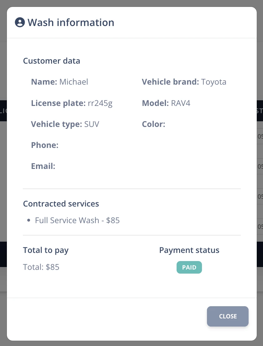 Paid wash detail