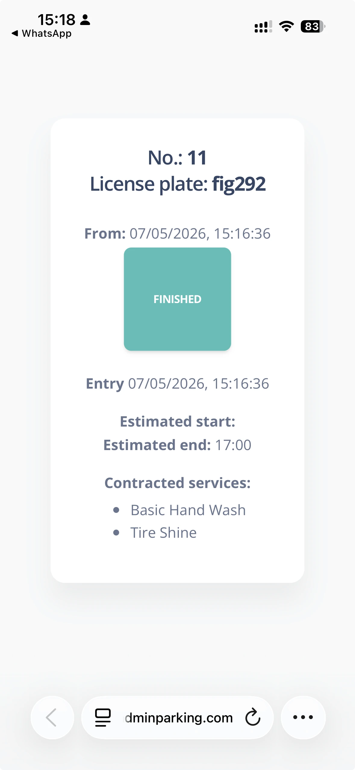 Internal QR screen - completed