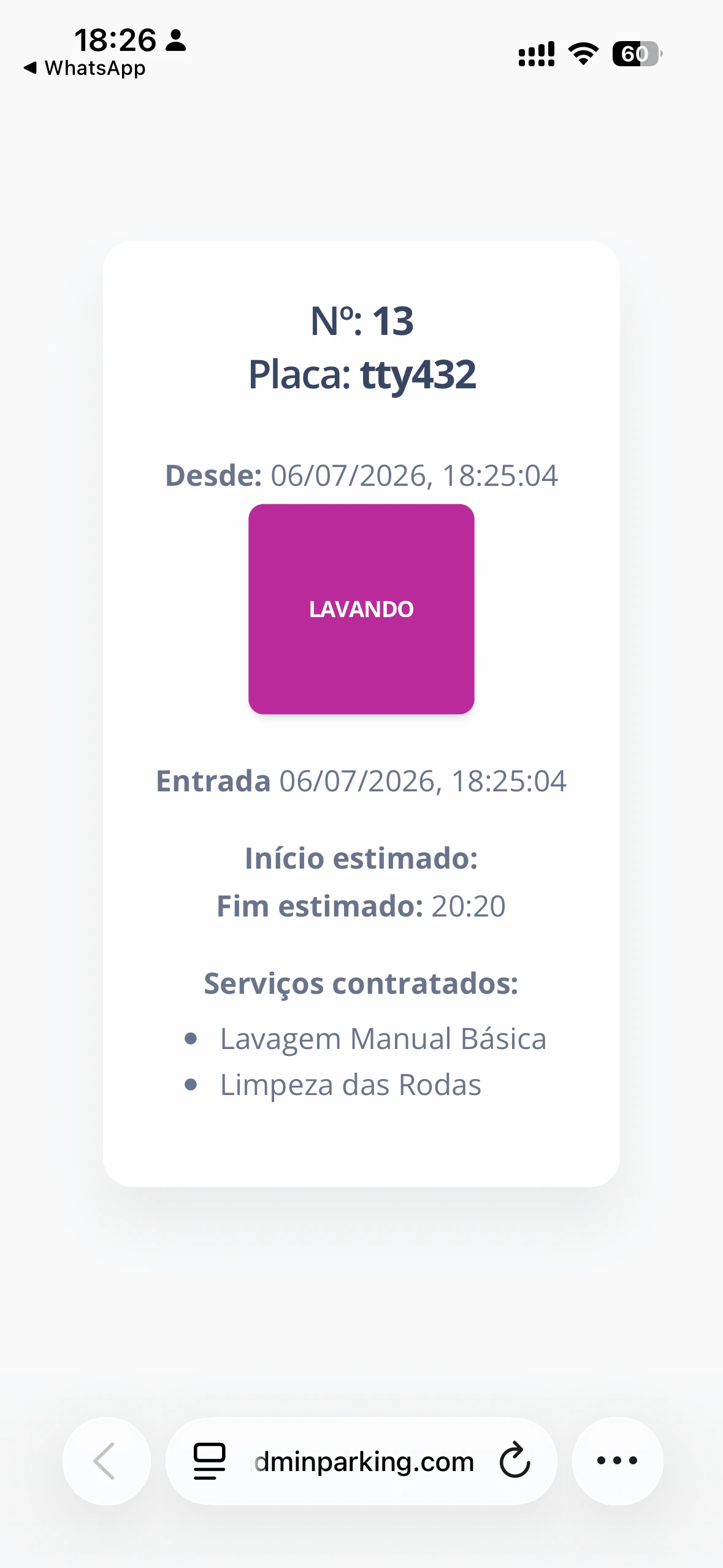 Tela QR interno - lavando