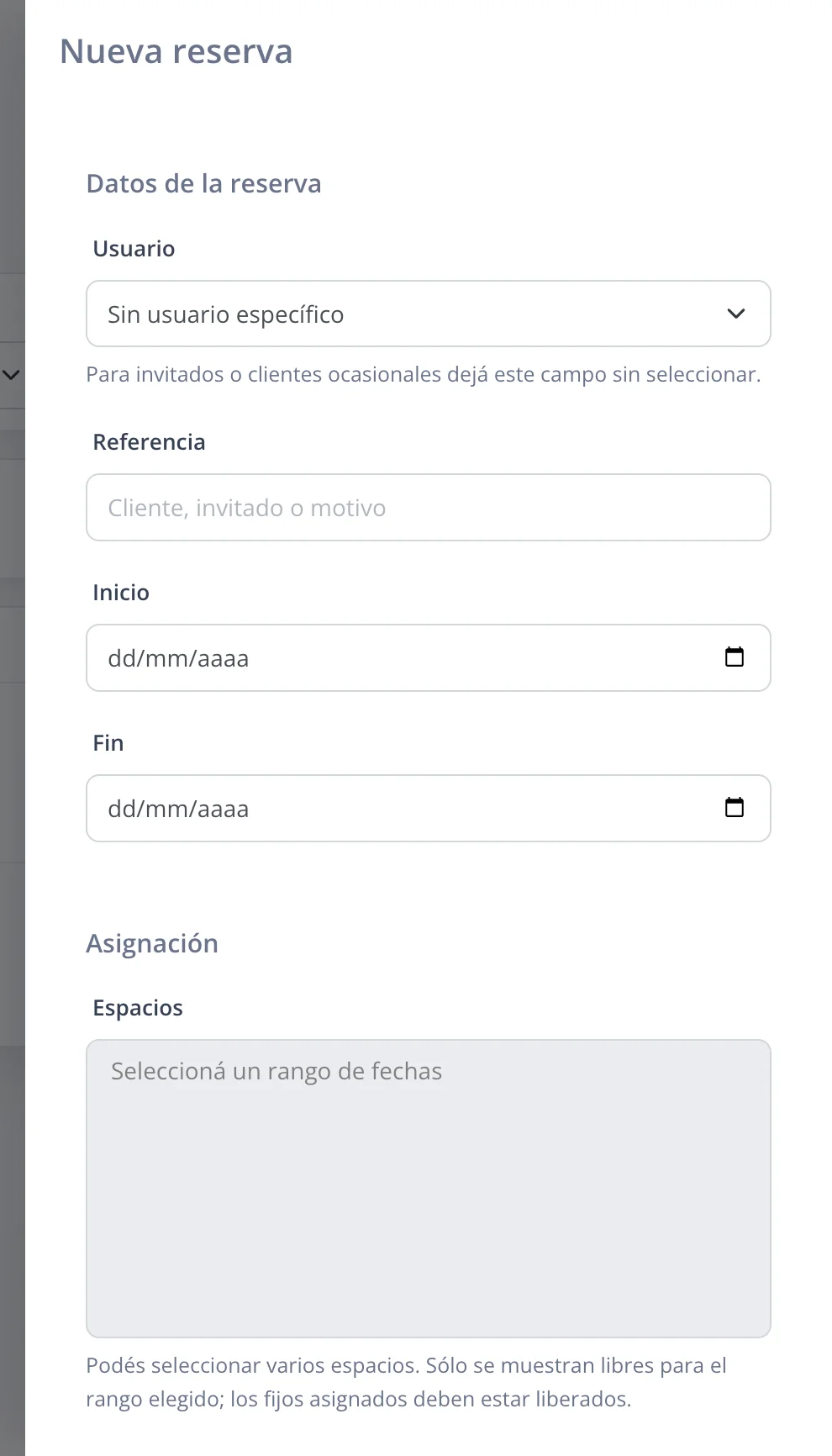 Nueva reserva Enterprise