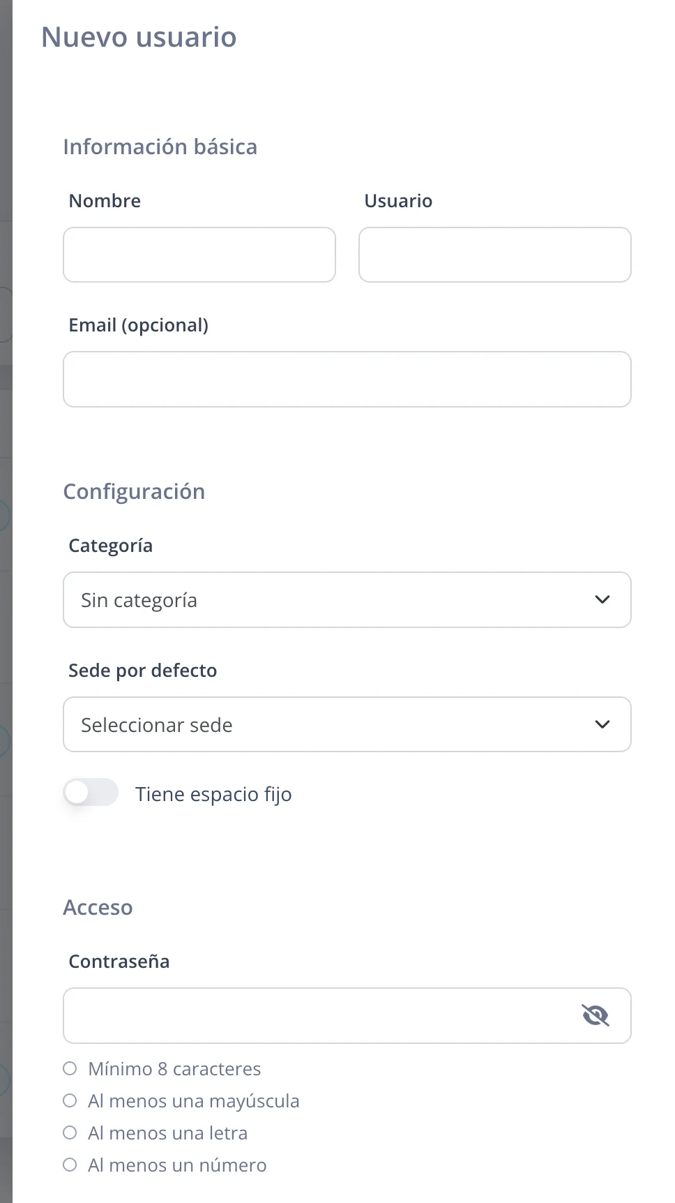 Nuevo usuario Enterprise
