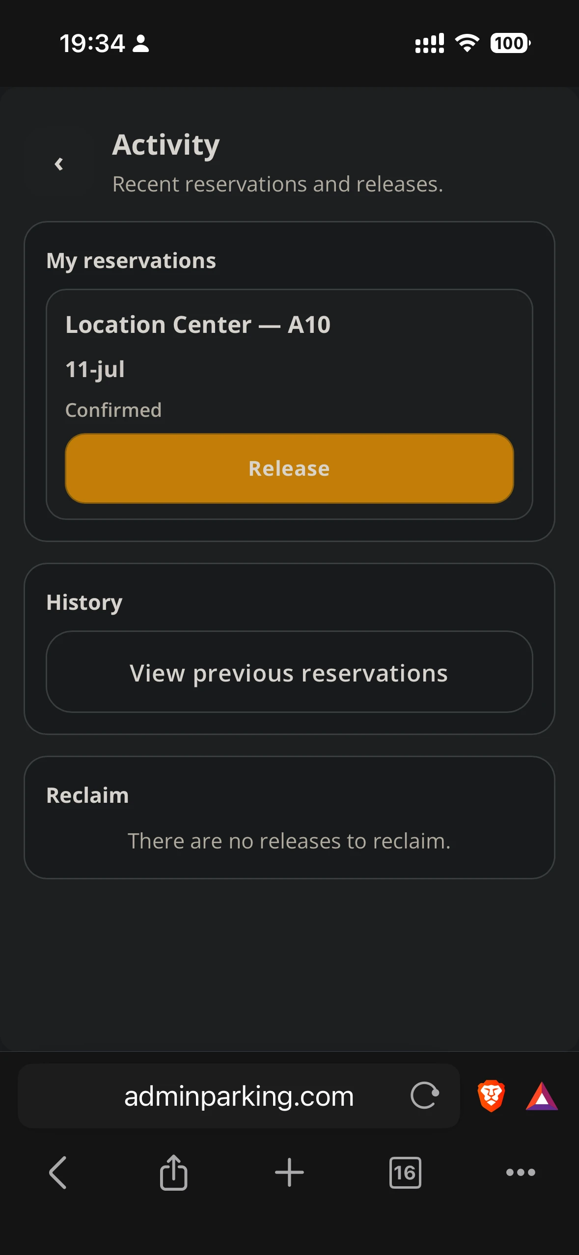 My reservations in the Enterprise app