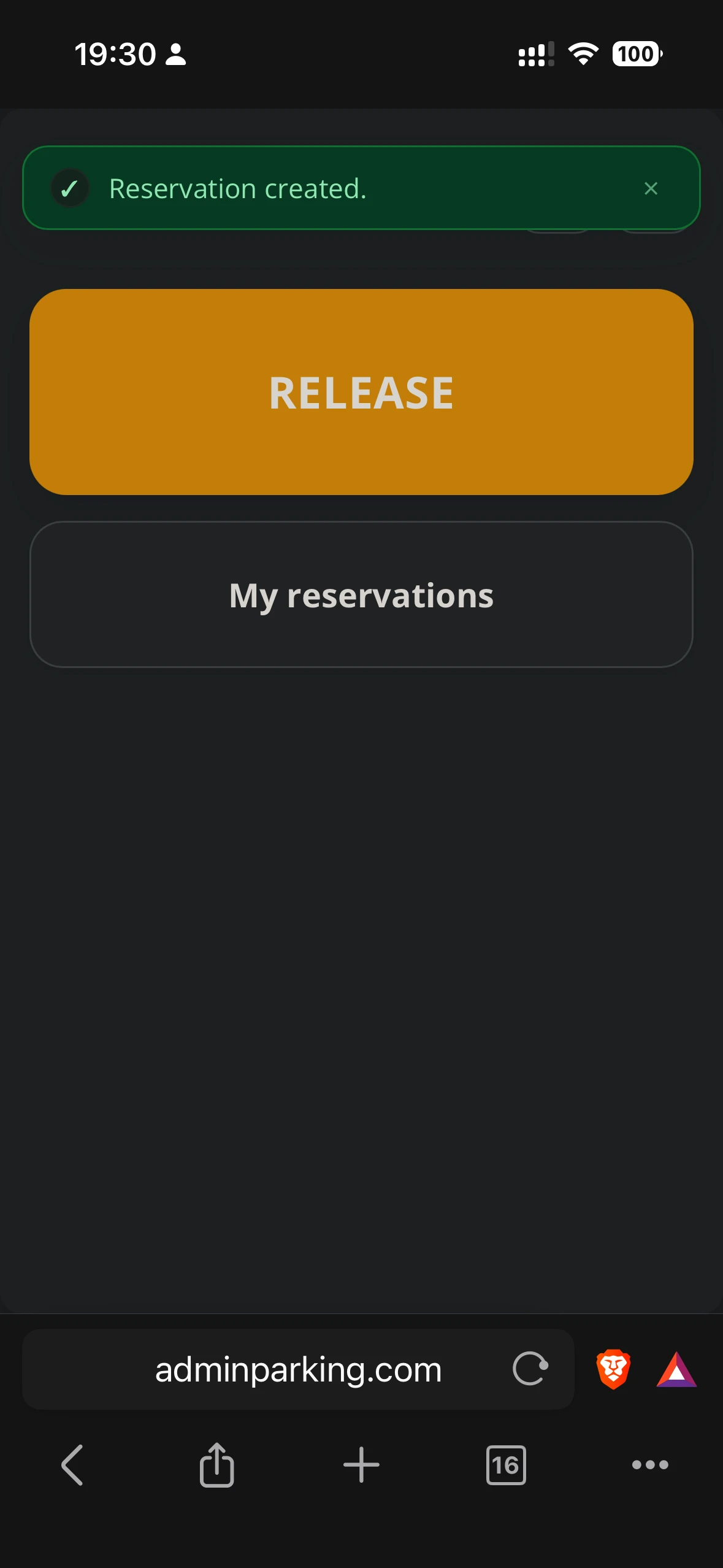 Confirmed reservation in the Enterprise app