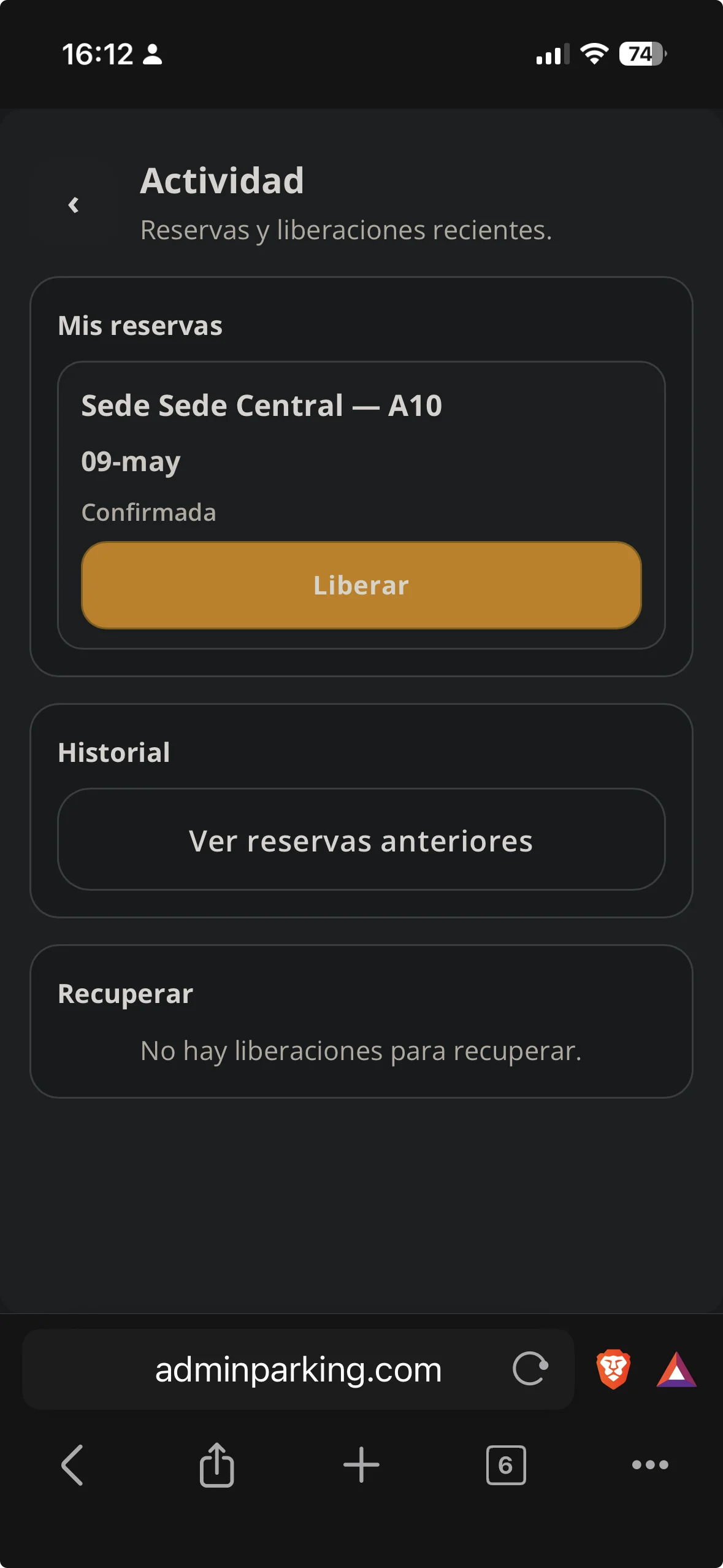 Mis reservas en app Enterprise