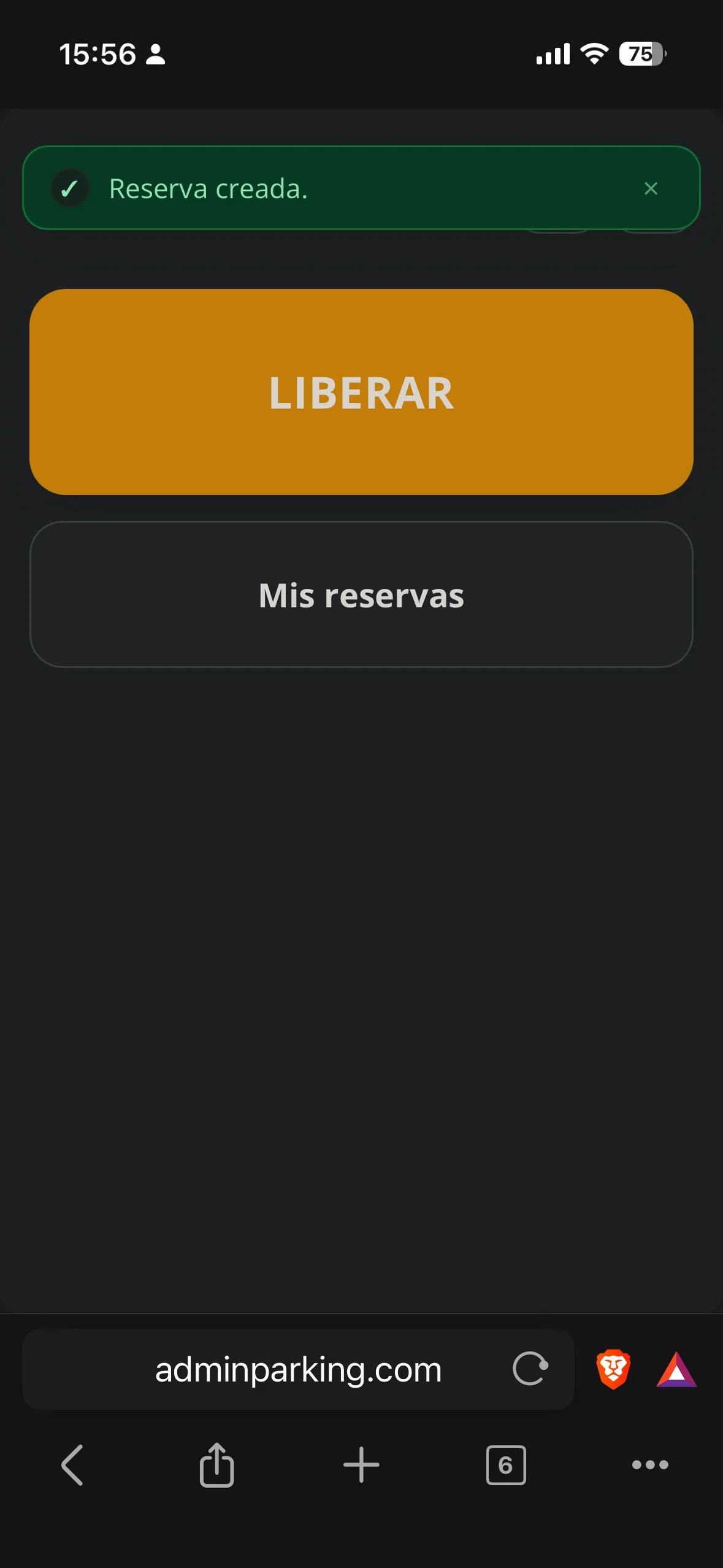 Reserva confirmada en app Enterprise
