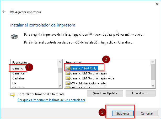 Elegir controlador genérico