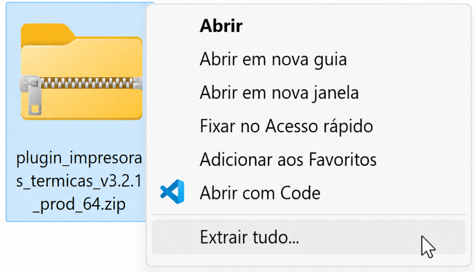 Extrair o plugin