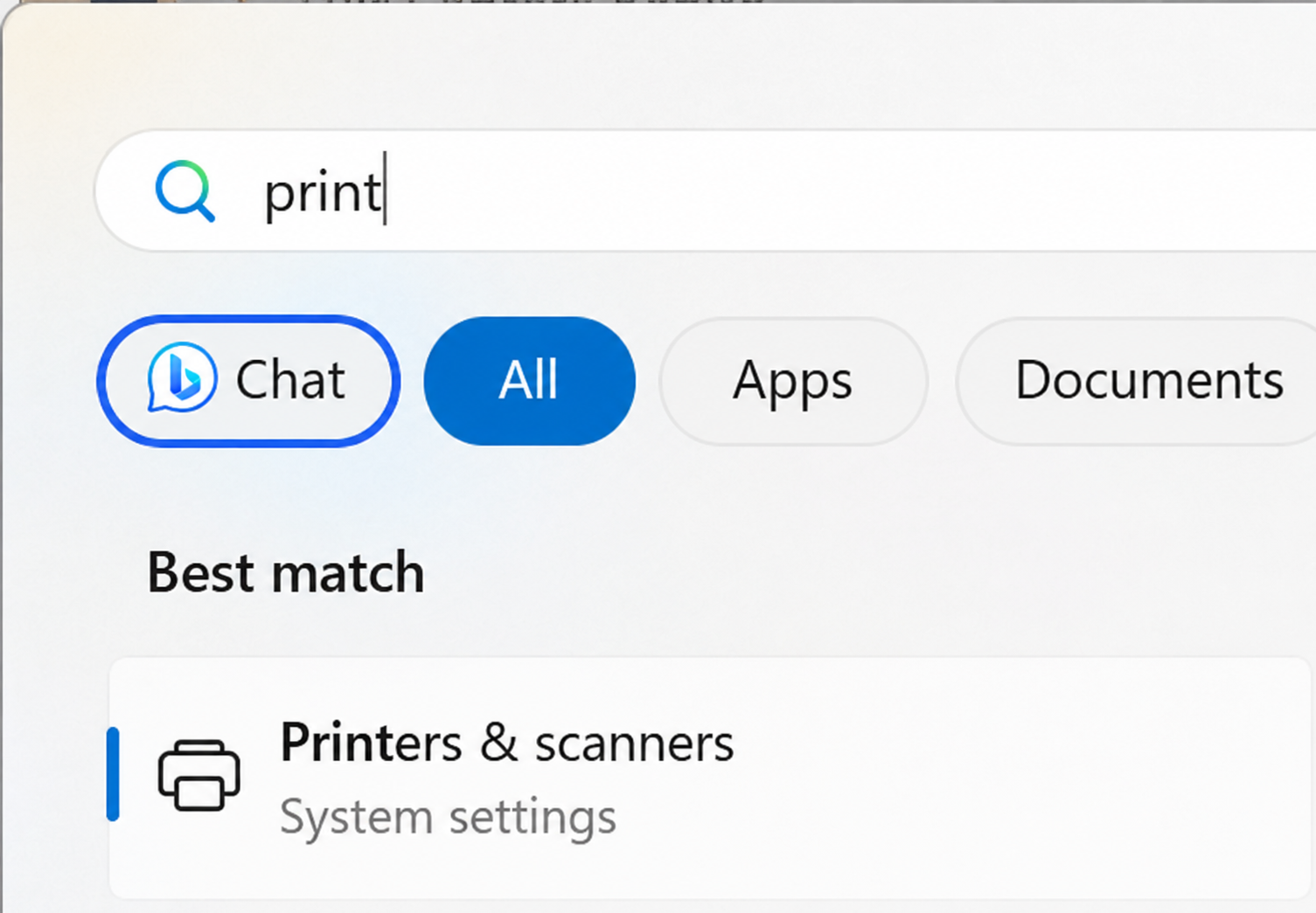 Search for printers and scanners