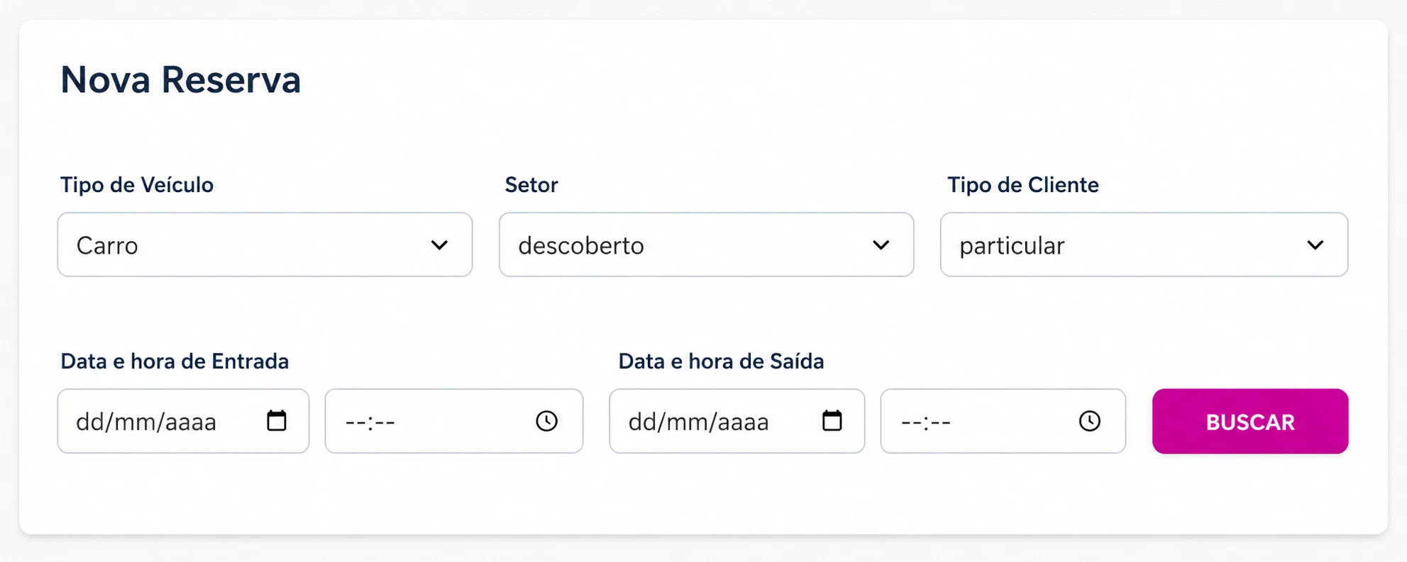 Nova reserva do operador